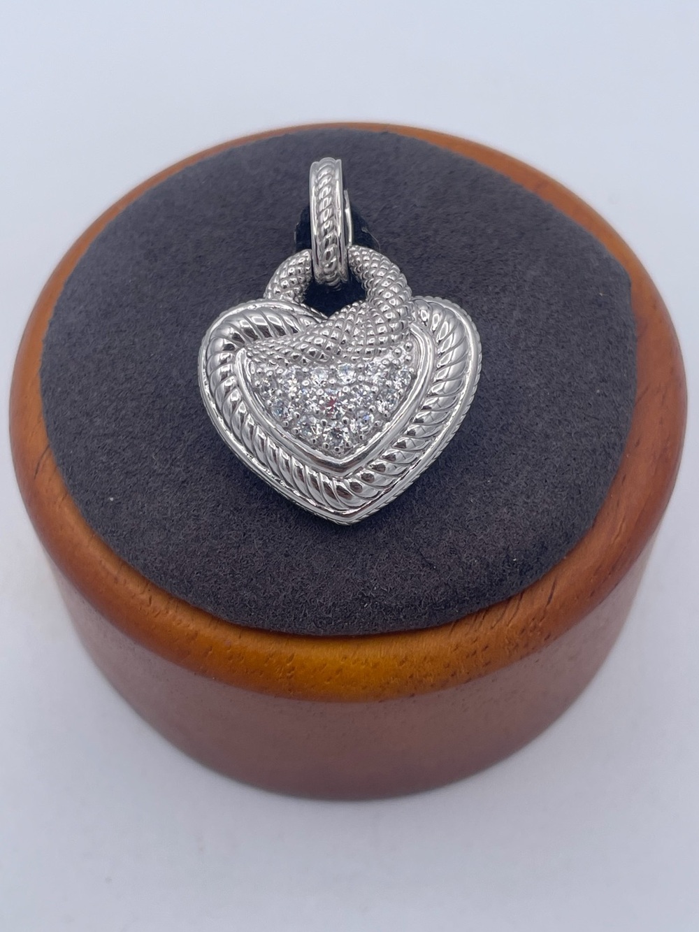Judith Ripka 925 Sterling Silver CZ Cluster Heart Enhancer Pendant Thailand